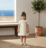 Elsa Baby Dress Short Sleeve, Off-White Hearts