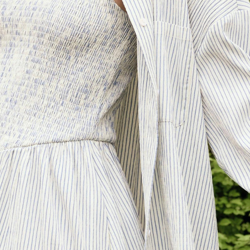 Sevilla Top in Blue & White Pinstripe