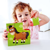 Hape: Farm Animal Block Puzzle&nbsp;- 9pc Wooden Stacking Blocks Puzzle