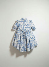 Aoki Blue Toile Dress | Short Sleeve