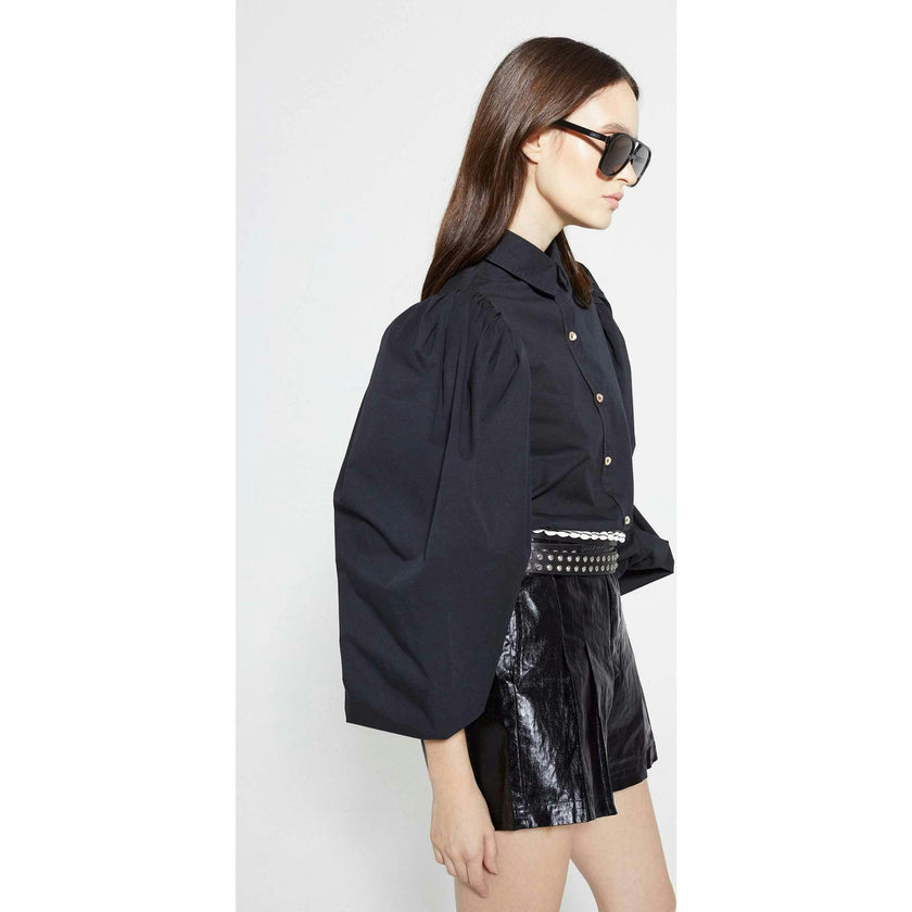 Frida Metallic Linen Shorts - Black