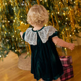 Baby Girls Caroline Dress Set - Evergreen Velour