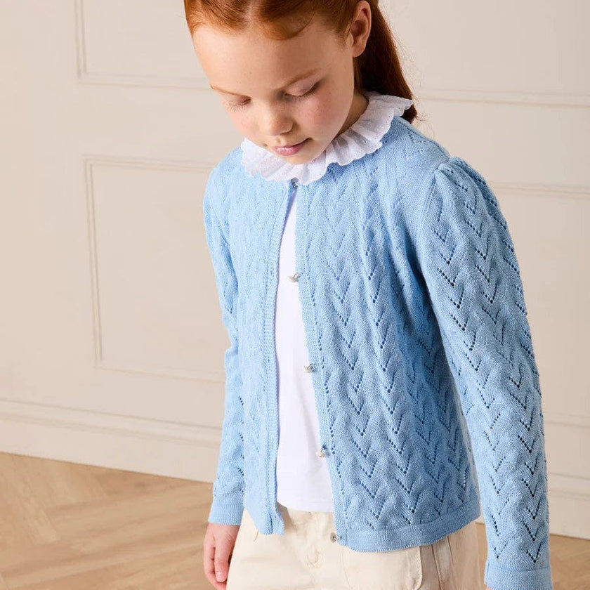 Openwork Cotton Cardigan in Sky Blue (2-10yrs)