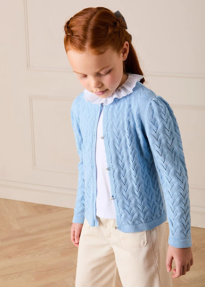 Openwork Cotton Cardigan in Sky Blue (2-10yrs)