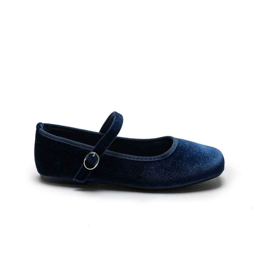 Navy Michelle Satin Velvet Flats