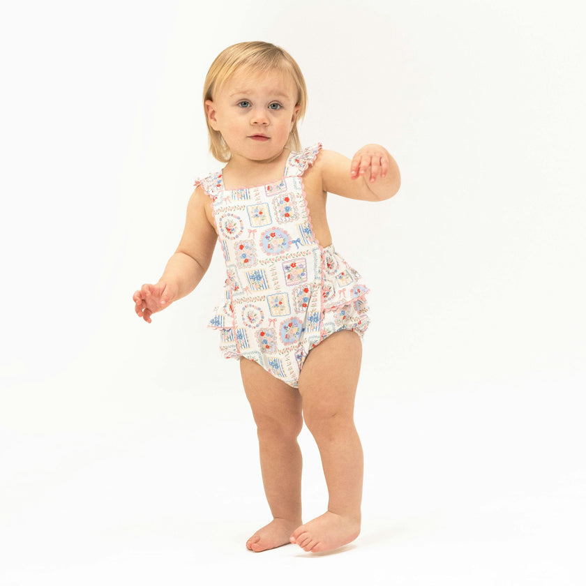 Julep's Floral Patchwork - Ric Rac Ruffle Sunsuit