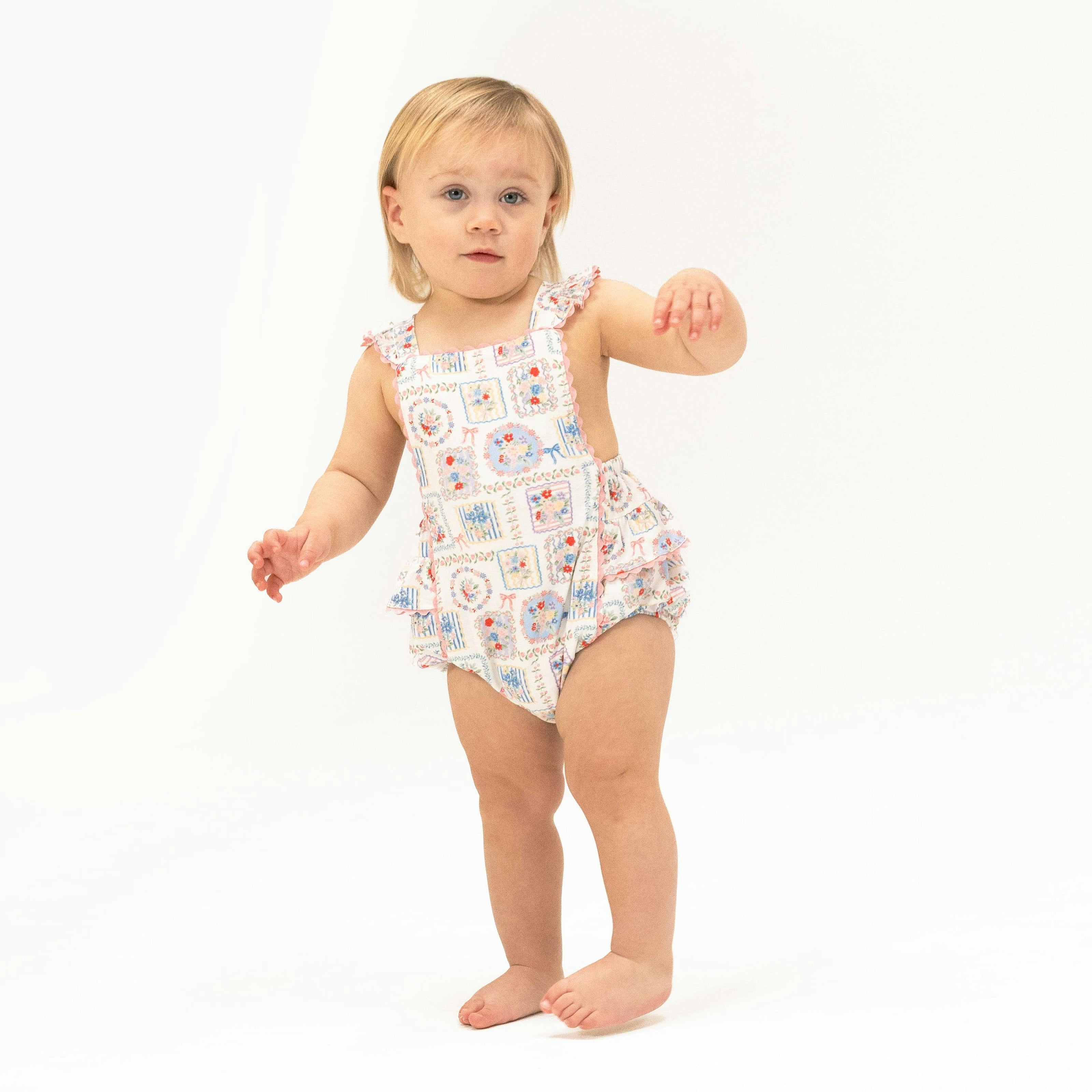 Julep's Floral Patchwork - Ric Rac Ruffle Sunsuit