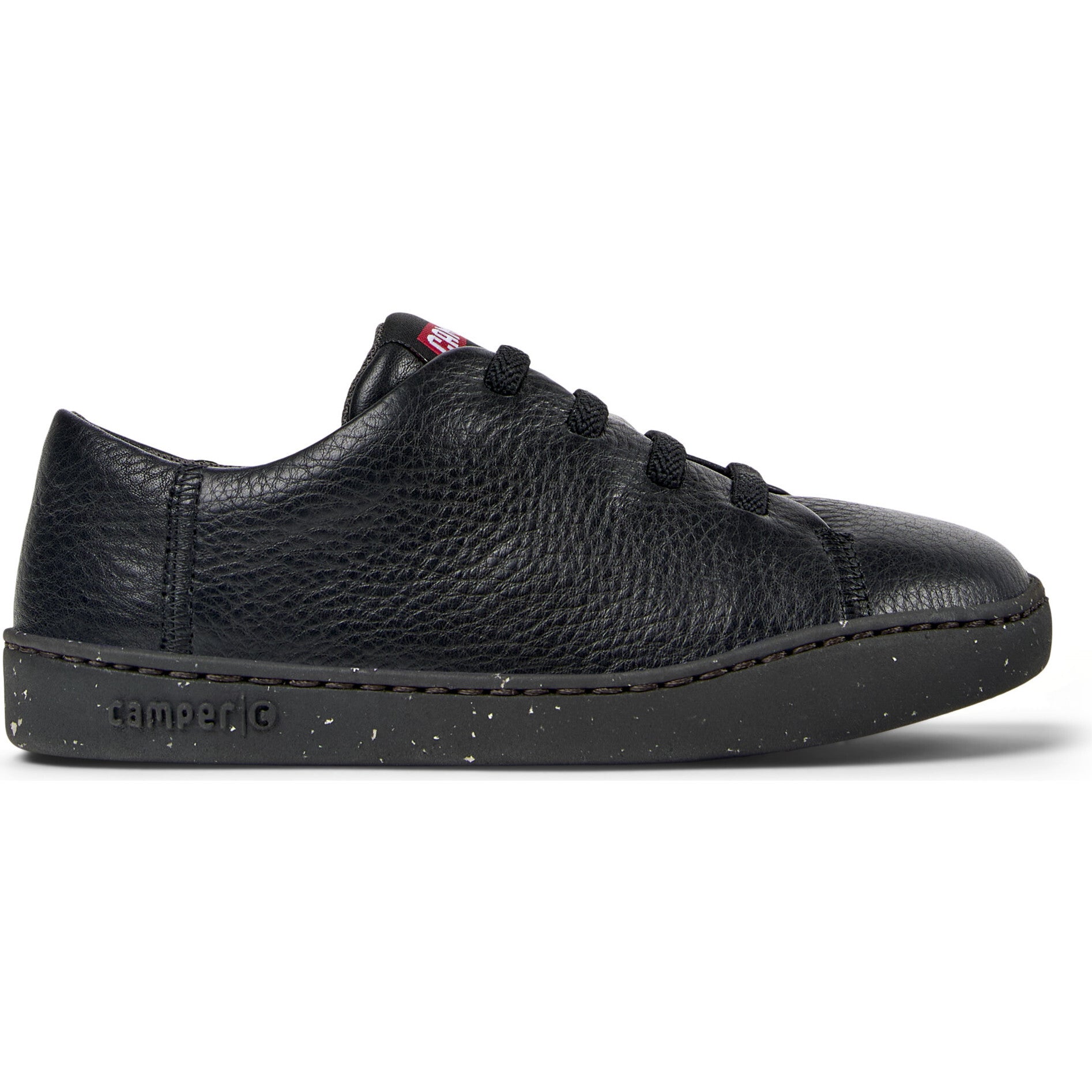 Kids Peu Touring Leather Sneakers, Black