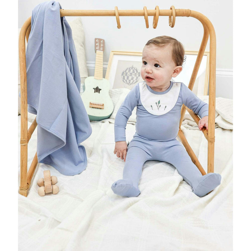 Embroidered Bib Footie and Beanie Set