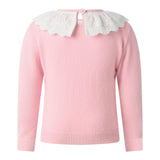 Pink Cashmere Set with Broderie Collar