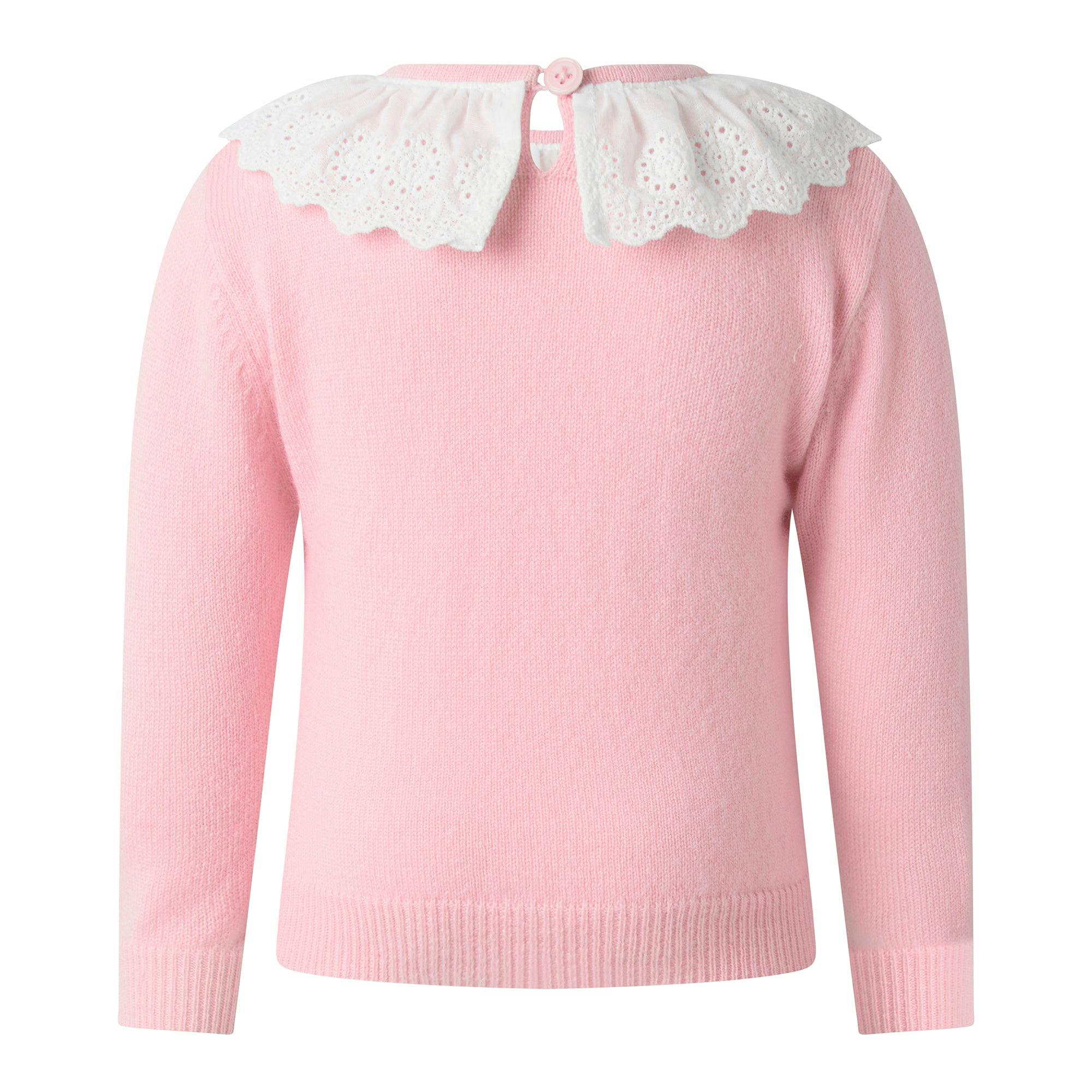 Pink Cashmere Set with Broderie Collar