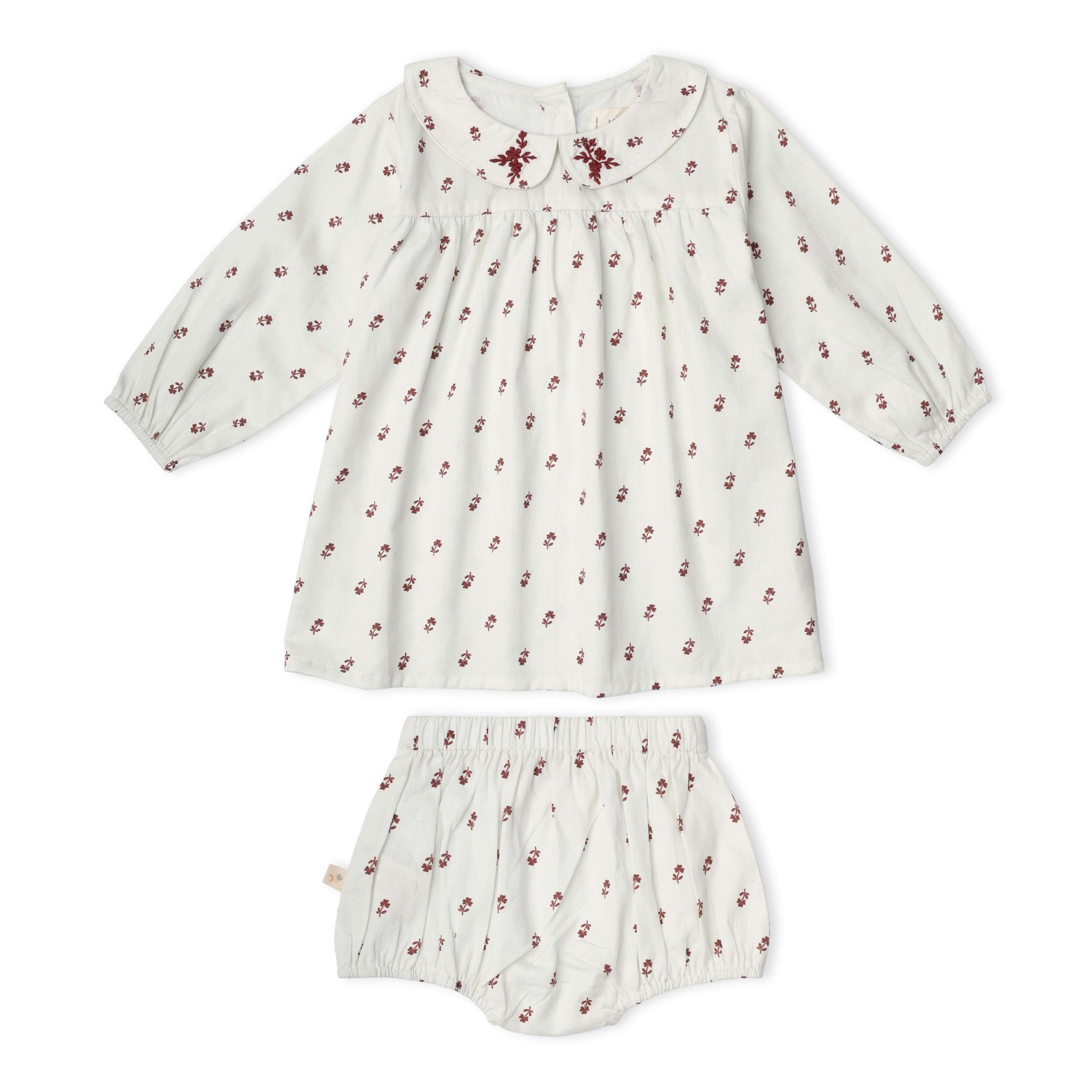 Organic Peter Pan Collar Dress - Forest Scatter