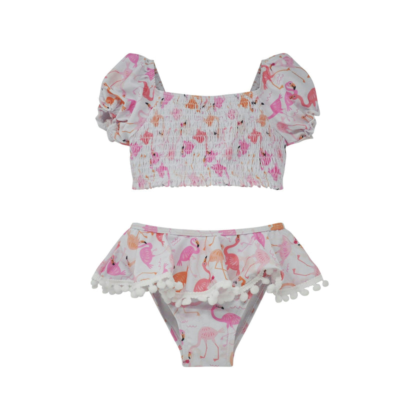 UPF 50+ Gemma Two Piece Smocked Pom-Pom Swimsuit