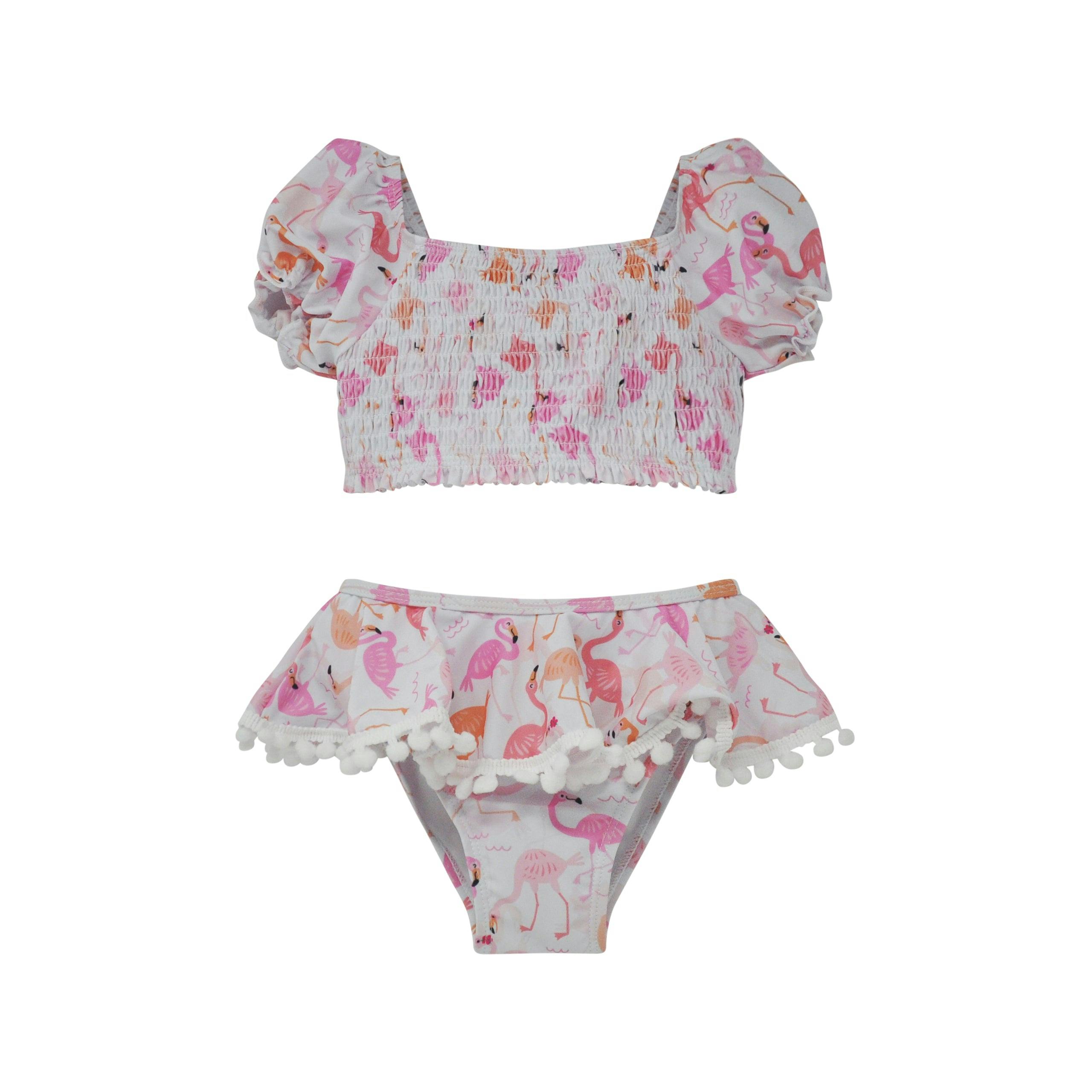 UPF 50+ Gemma Two Piece Smocked Pom-Pom Swimsuit