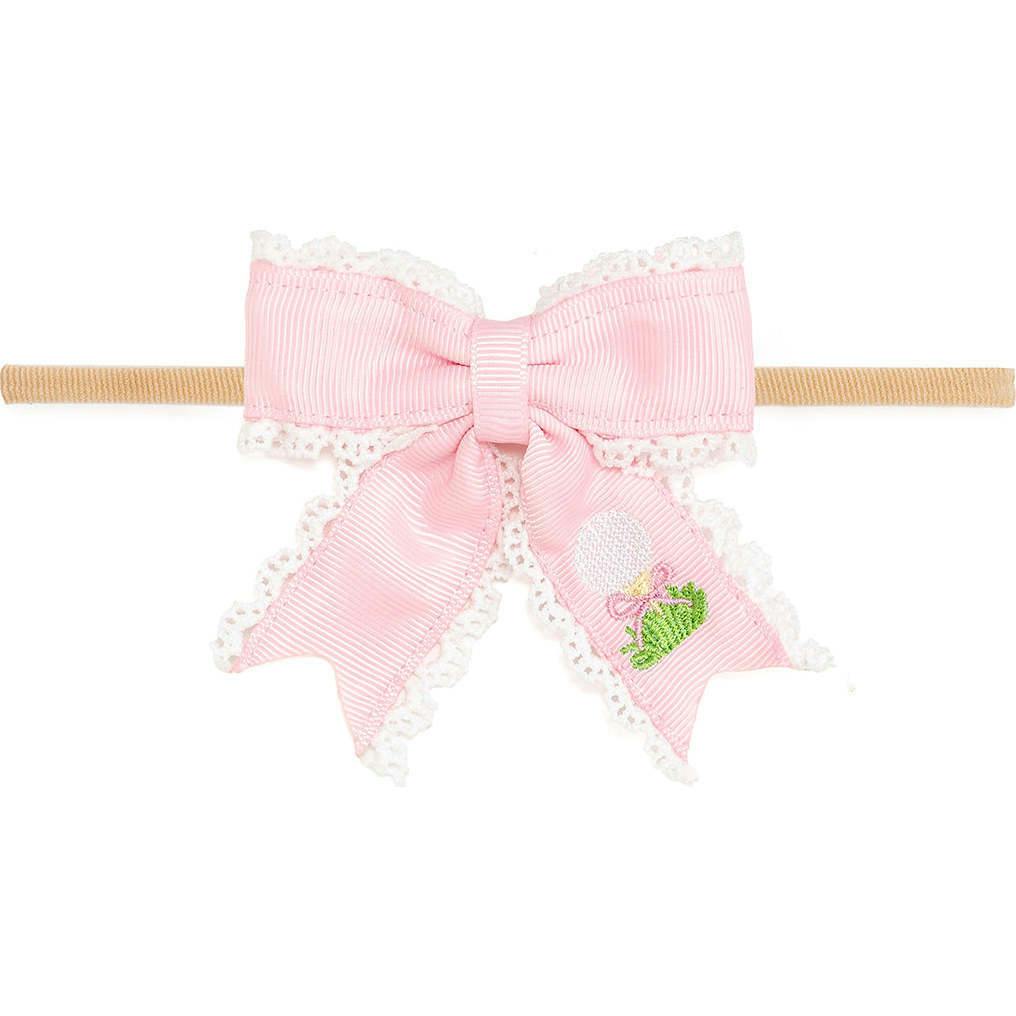 Golf Tee Embroidered Lace Bow Baby Headband