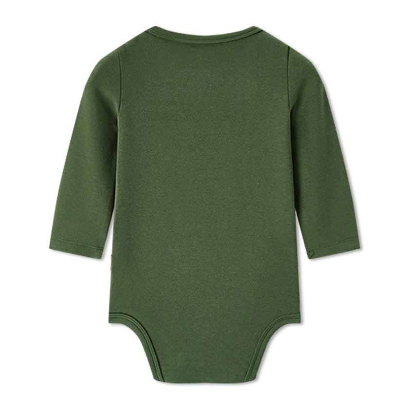 Dark Green Brushed Long Sleeve One Piece