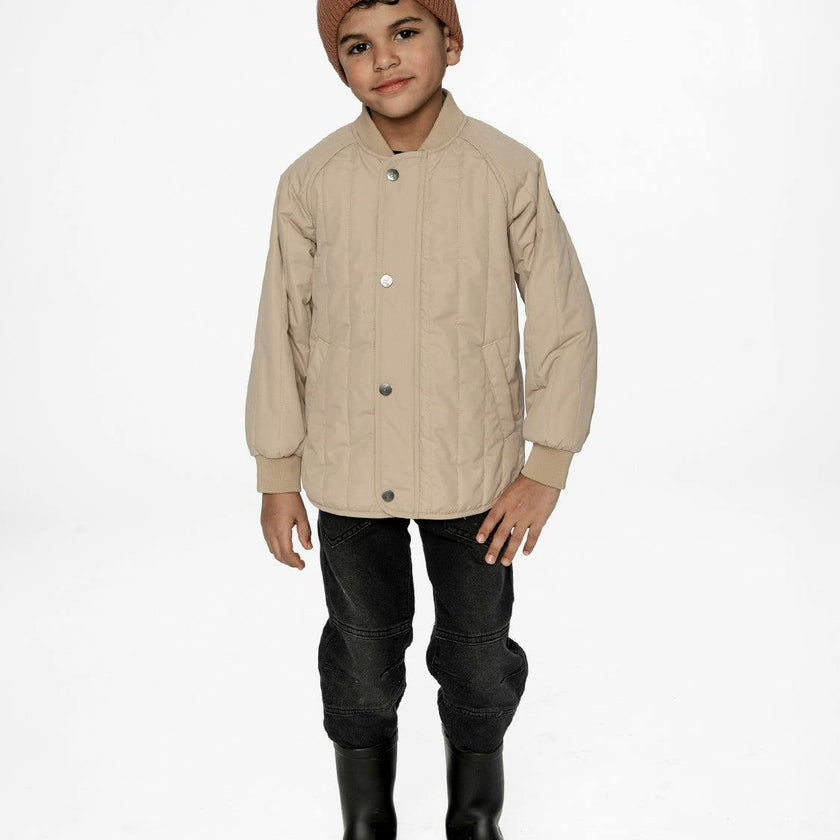 Quilted Raglan Sleeve Jacket Beige