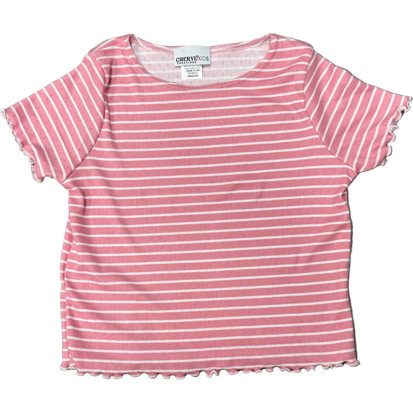 Girls Stripe Short Sleeve Top, Stripes