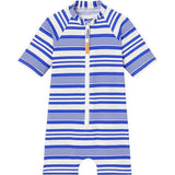 Boys' anti-UV short-sleeved jumpsuit, blue striped | COMBI MALO