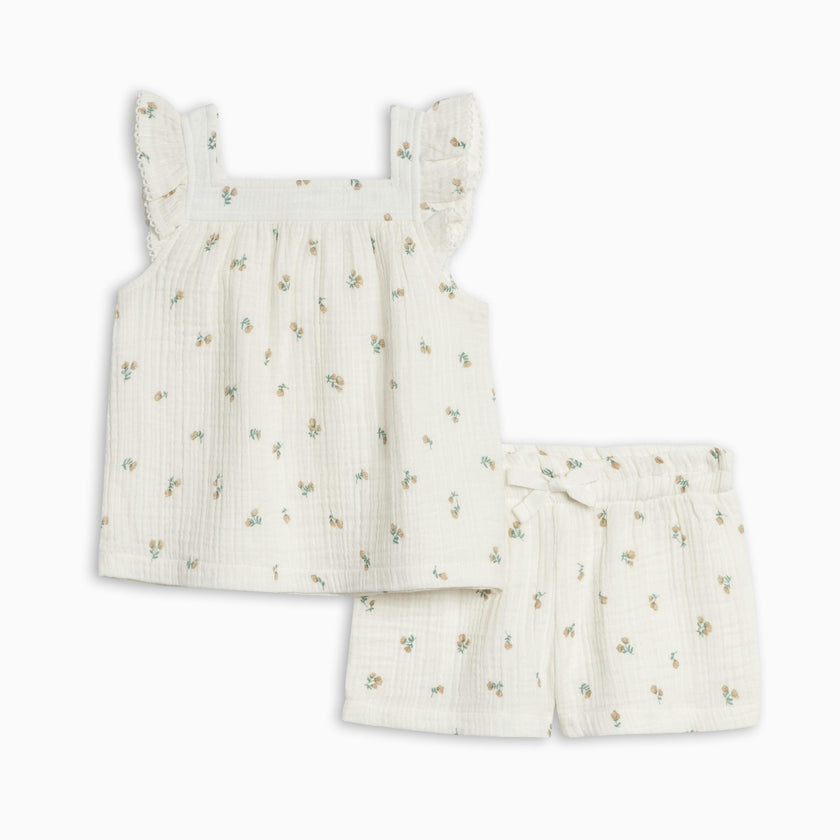Louise Muslin Tank and Short Set - Palmer Floral / Dune + Laguna