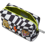 Checkered Pattern Pencil Pouch With Patches