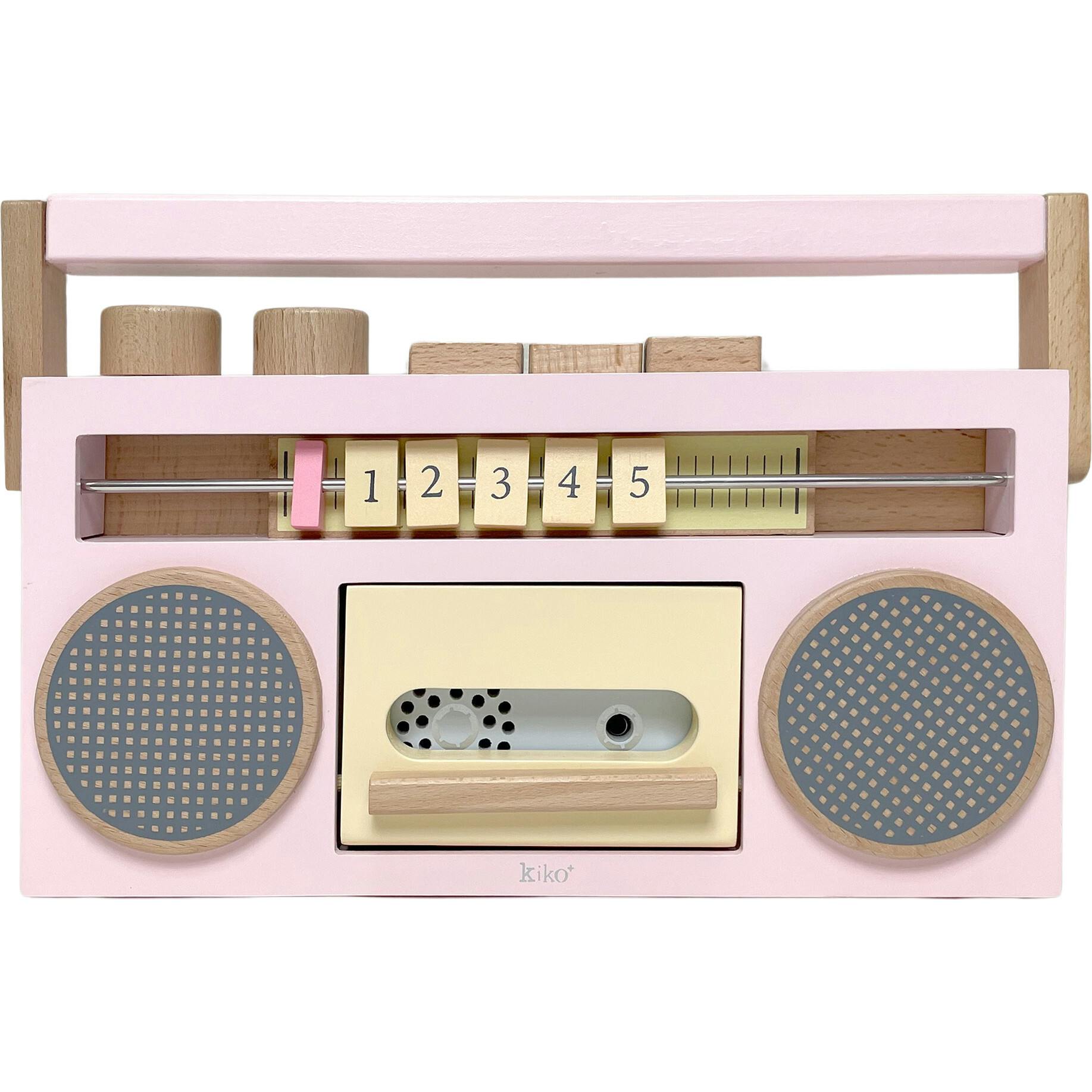 retro wooden boombox tape recorder
