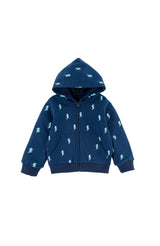 Soft Fleece Zip-up Hoodie, Blue Lightning