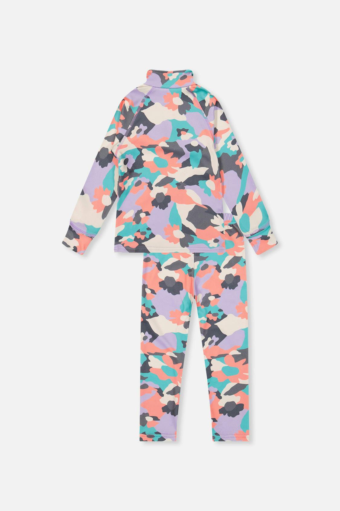 Two Piece Thermal Underwear Coral Camouflage Print
