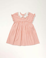 Lila Cotton Gingham Check Dress - Peony