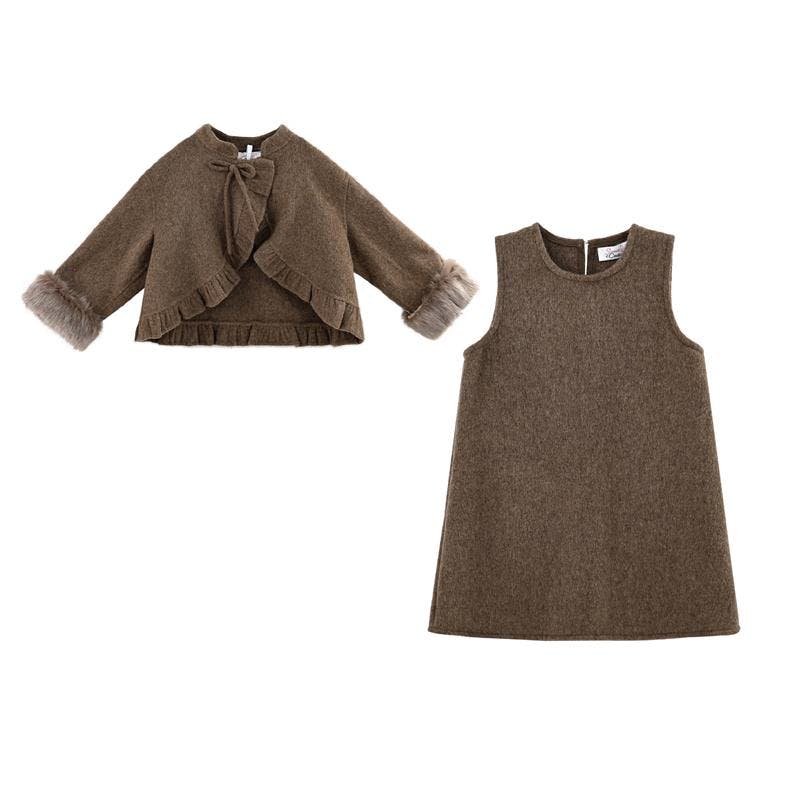 Brown Wool Dress & Jacket Set