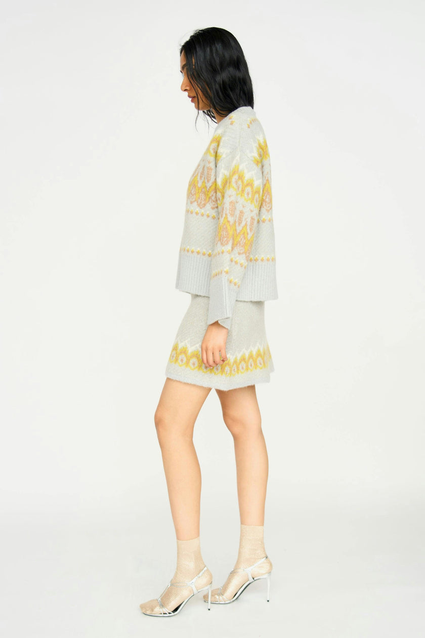 Salida Brushed Fairisle Sweater in Snowdrift