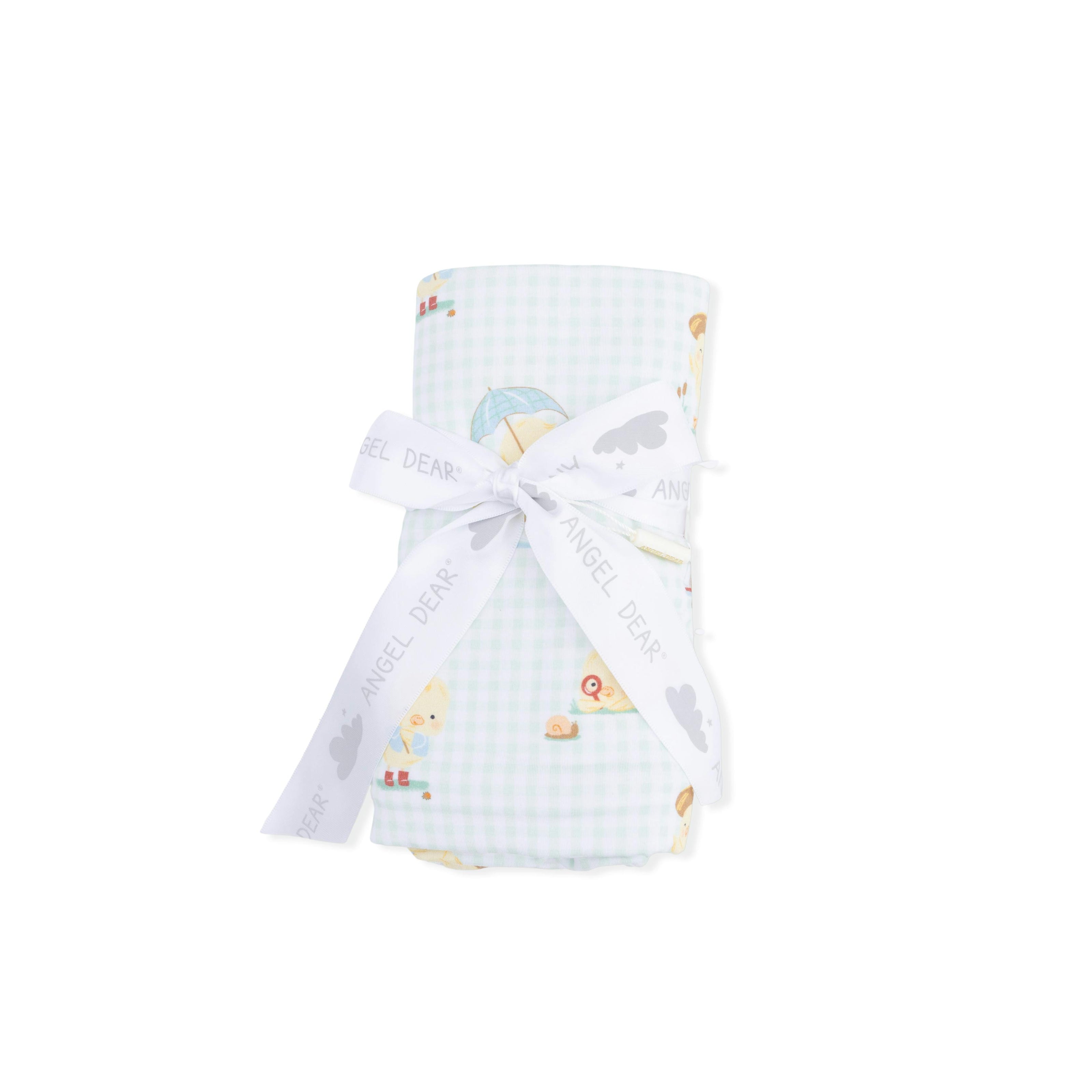 Vintage Spring Ducklings Green - Swaddle Blanket