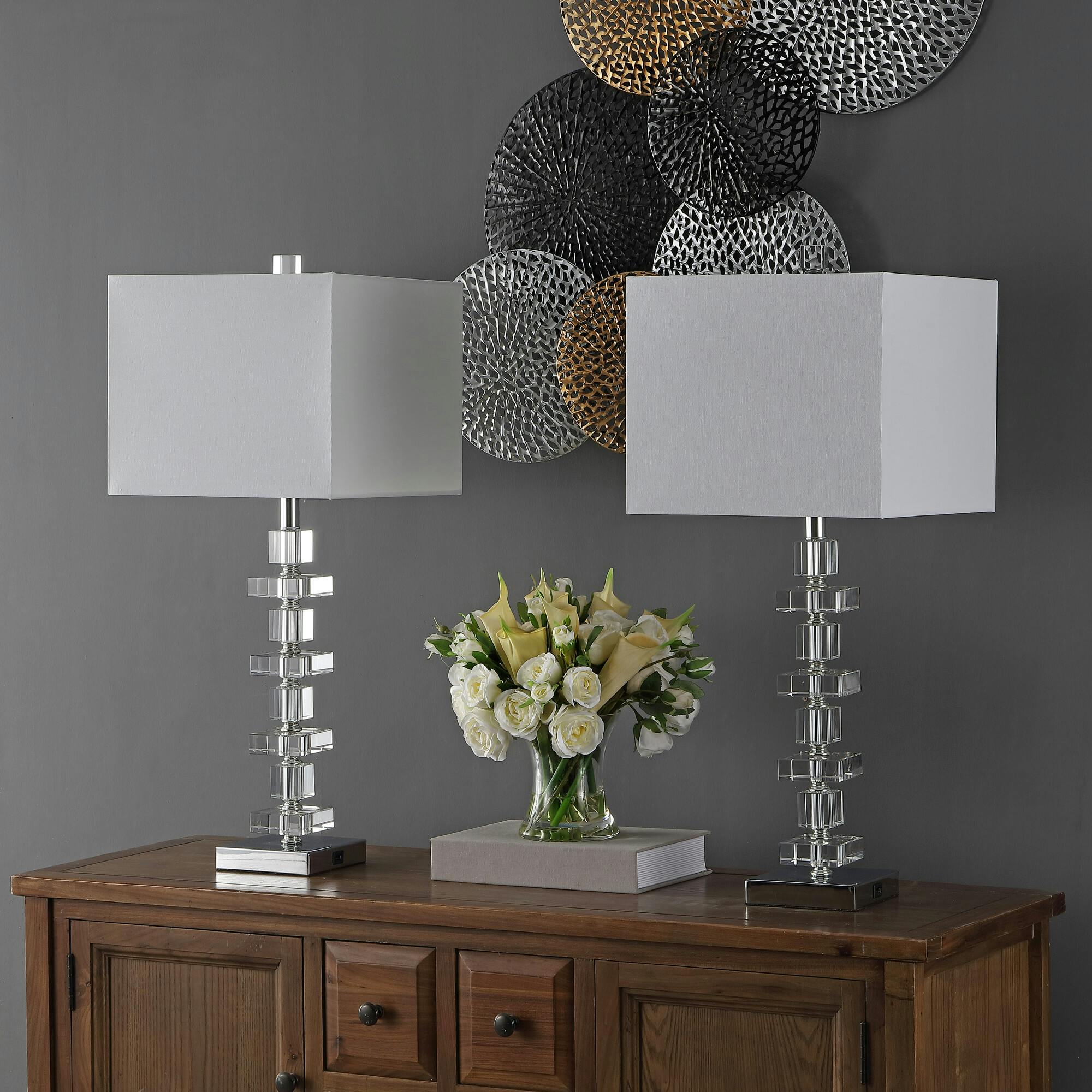 Deco Crystal Table Lamps with USB Port