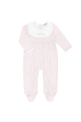 Pink Herringbone Embroidered Collared Footie