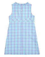 Plaid Seersucker Dress With Button Tabs