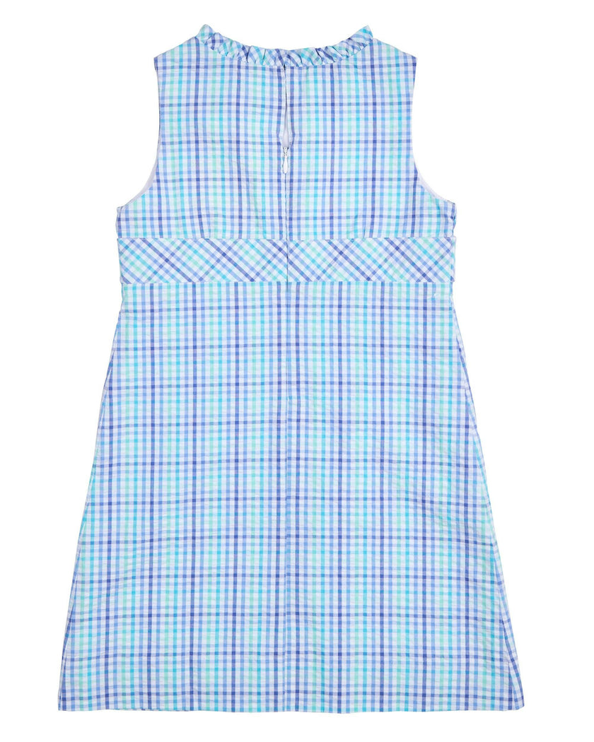 Plaid Seersucker Dress With Button Tabs