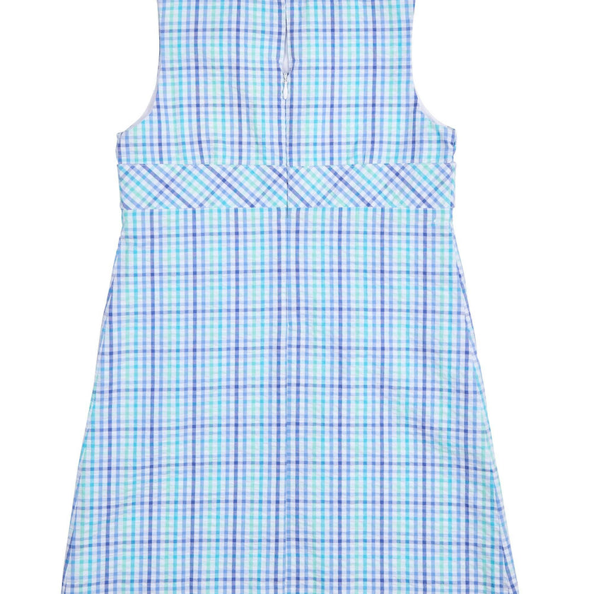 Plaid Seersucker Dress With Button Tabs