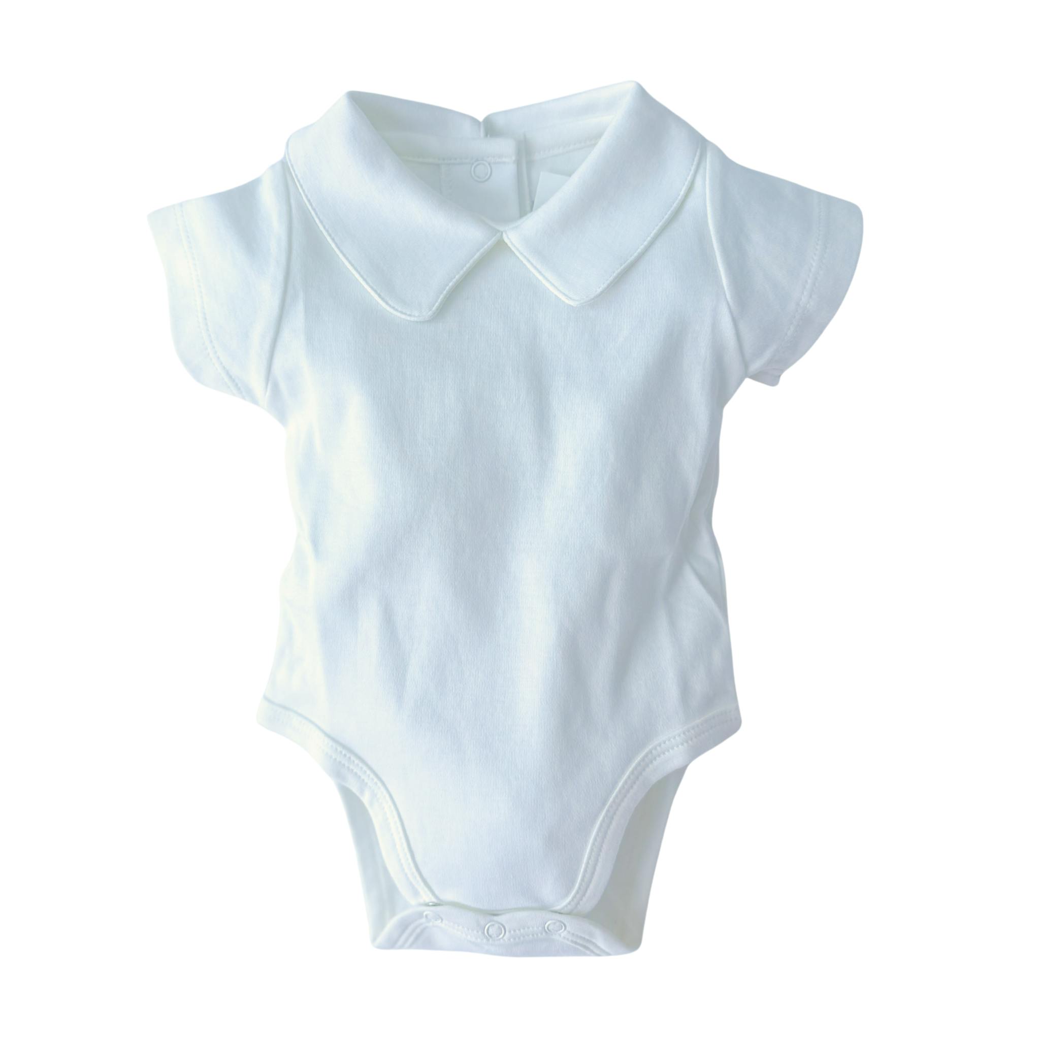 Pima Collar Bodysuit Short Sleeve White