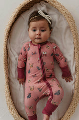 Long Sleeve Zip Romper in Butterfly Bloom