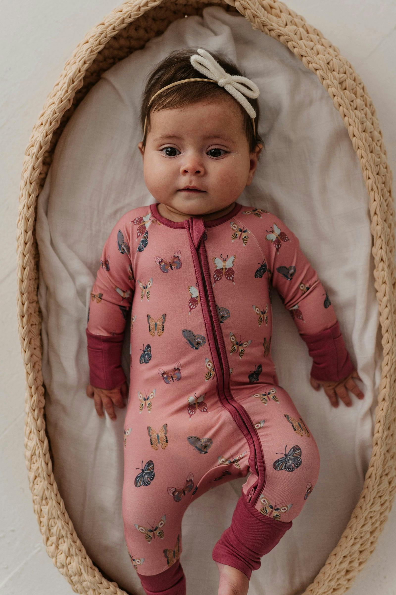 Long Sleeve Zip Romper in Butterfly Bloom