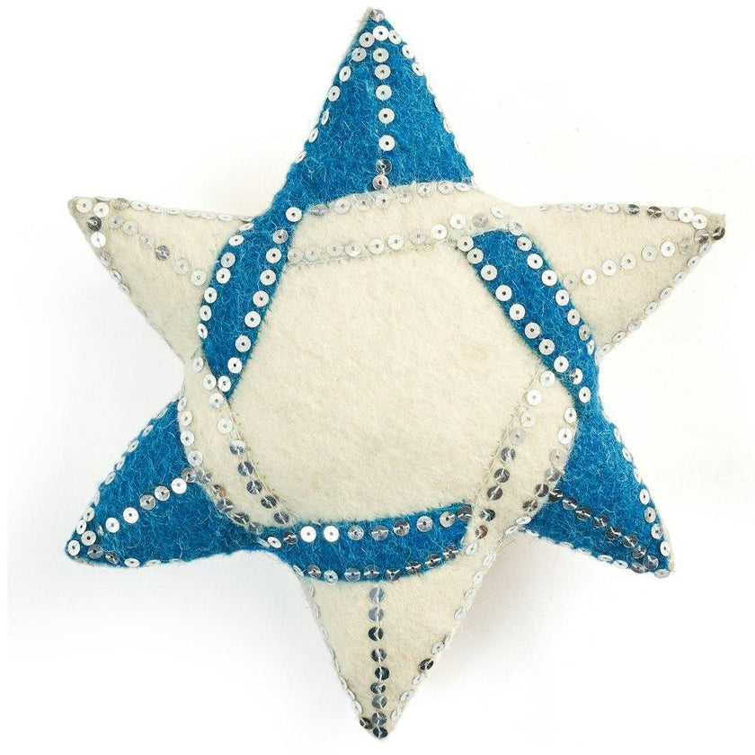 Handmade Hand Felted Wool Christmas Tree Topper - Star of David