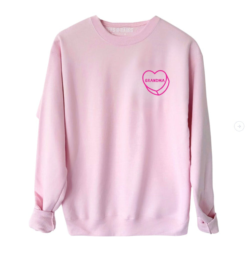 Grandma Luv Letters Sweatshirt, Pink