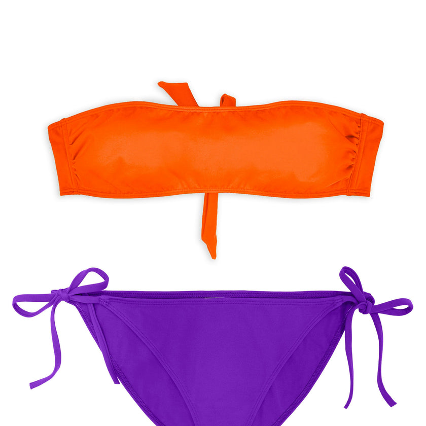 Teen Two-Piece Swimsuit, Orange Tiger Tube Top & Electric Purple Bikini