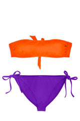 Teen Two-Piece Swimsuit, Orange Tiger Tube Top & Electric Purple Bikini