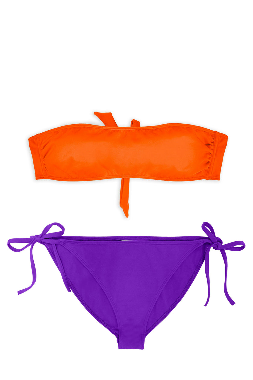 Teen Two-Piece Swimsuit, Orange Tiger Tube Top & Electric Purple Bikini