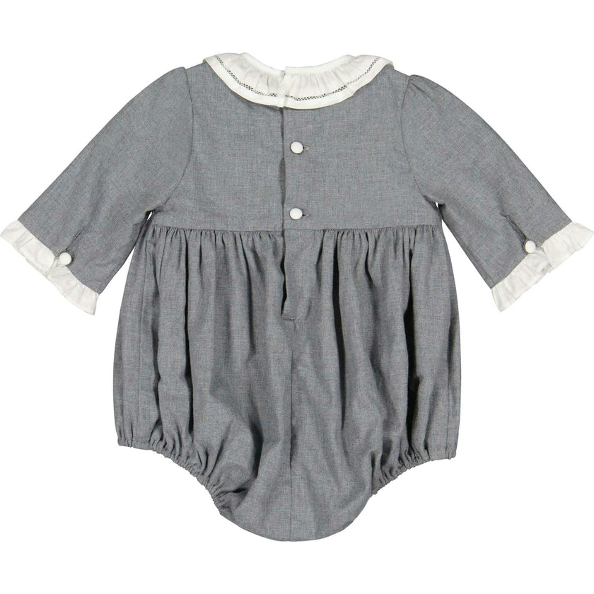 Heidi Grey Long Sleeve Smocked Bubble