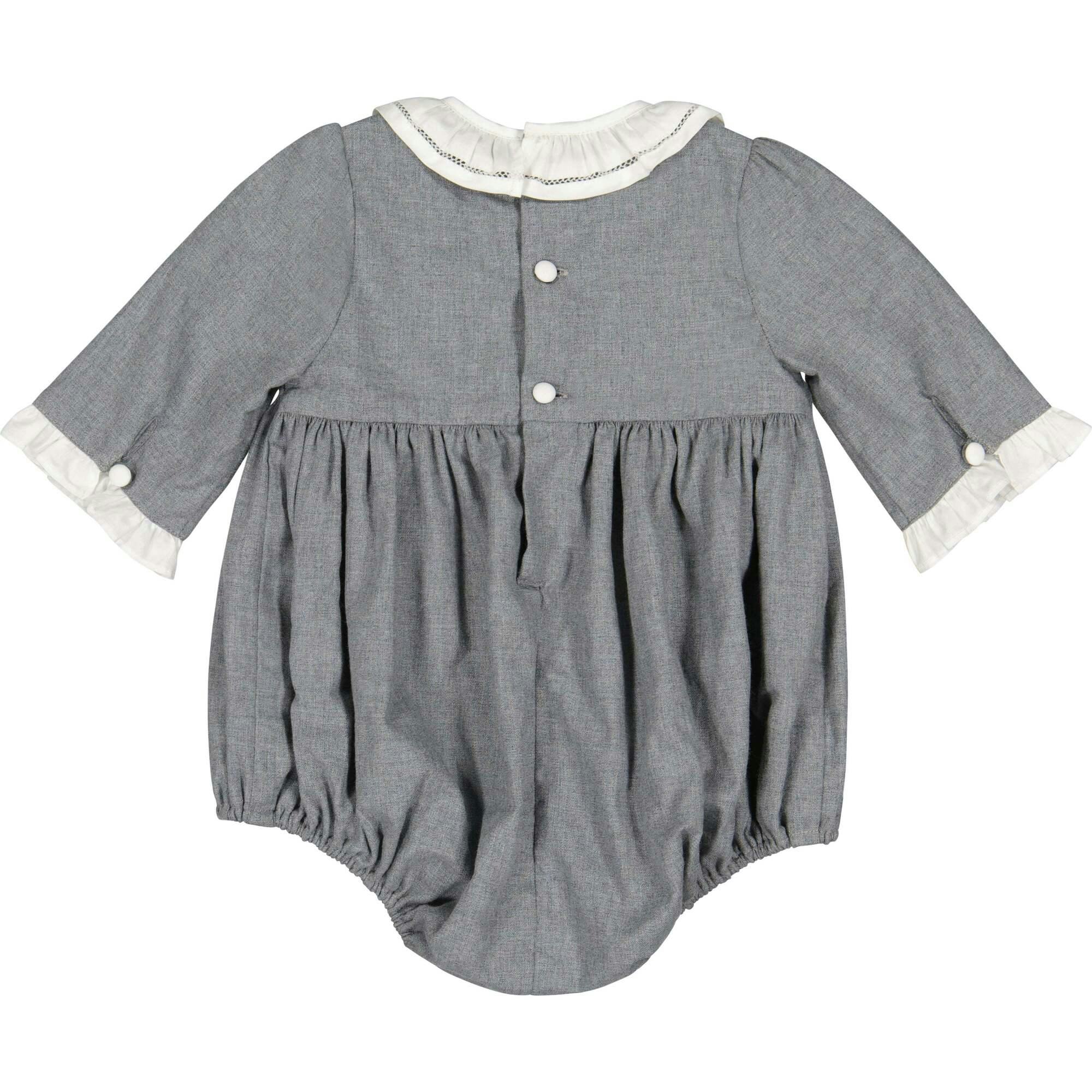 Heidi Grey Long Sleeve Smocked Bubble