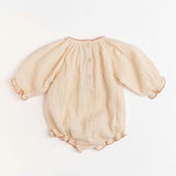 Gauze Romper in Embroidered Cherries