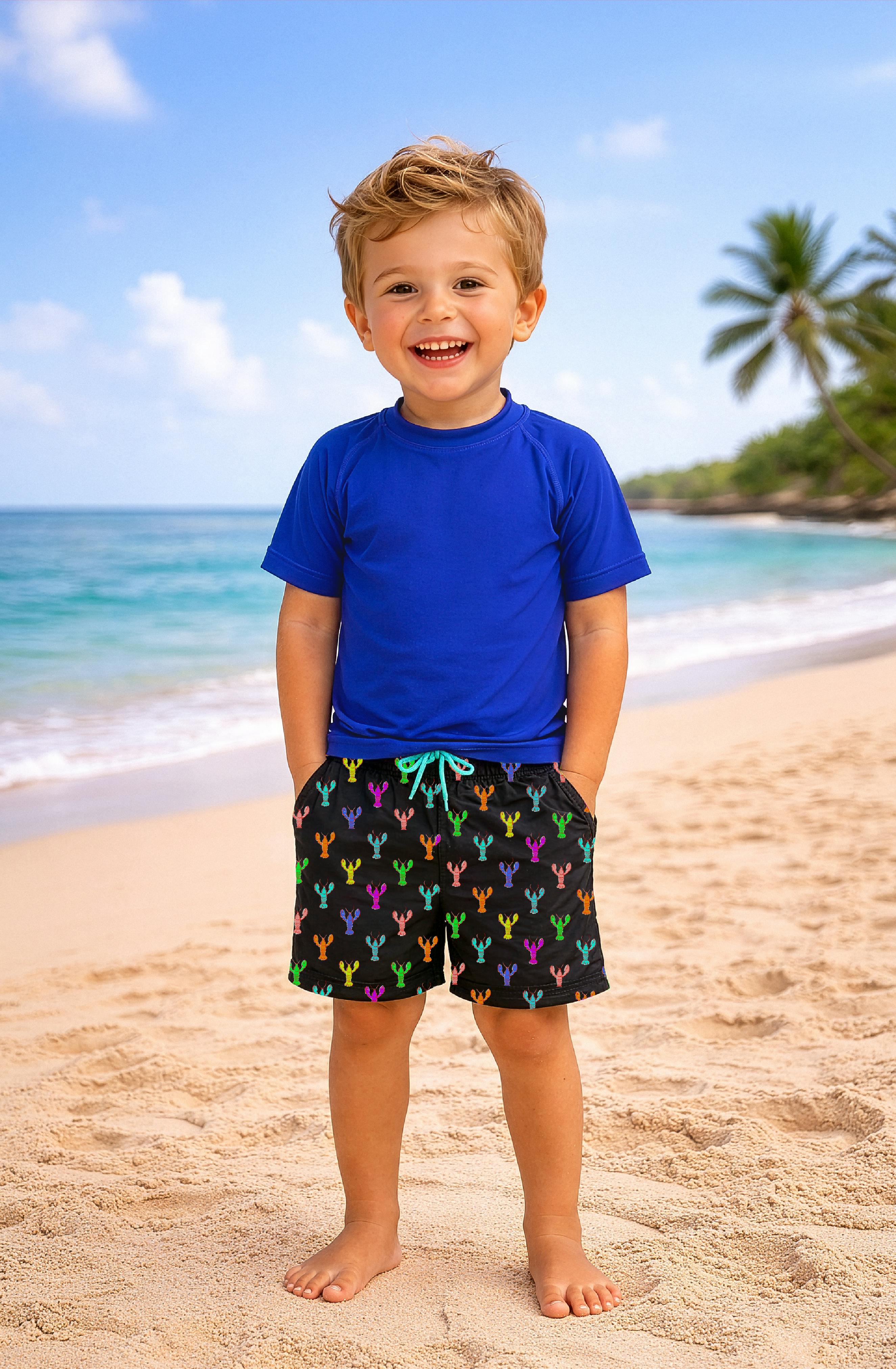 Dylan Boys Multicolor Lobster Print Board Shorts