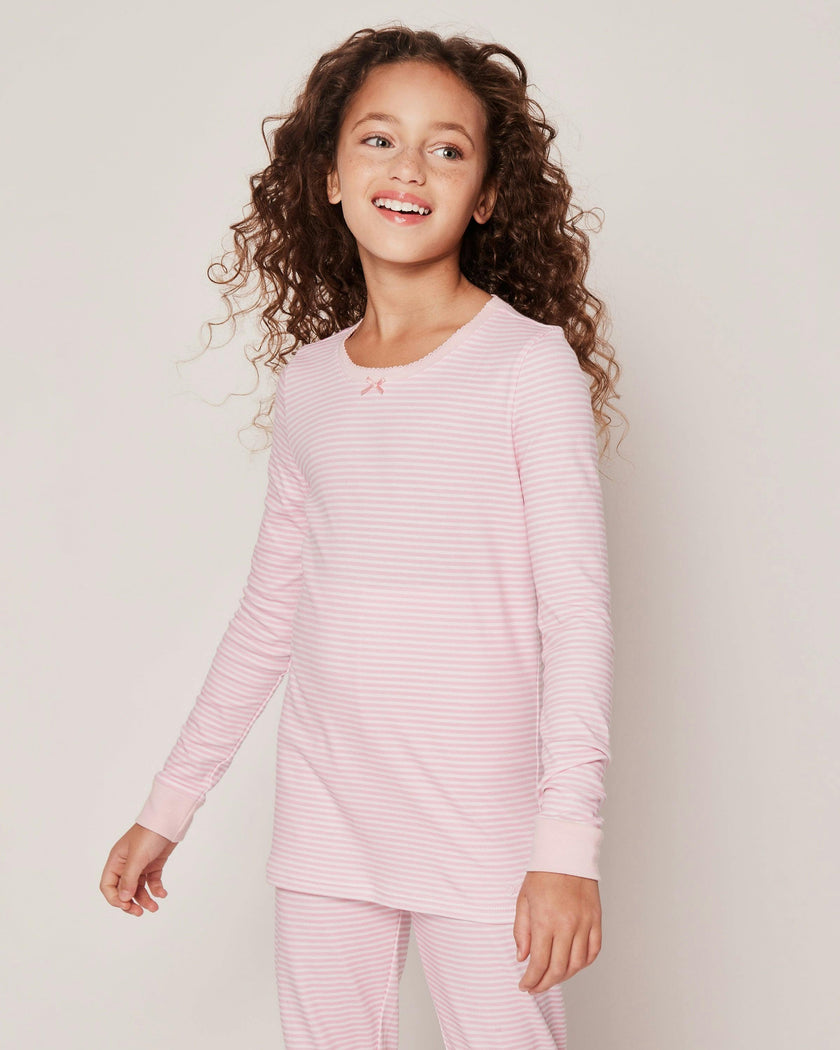 Kid's Pima Snug Fit Pajama Set in Pink Stripe